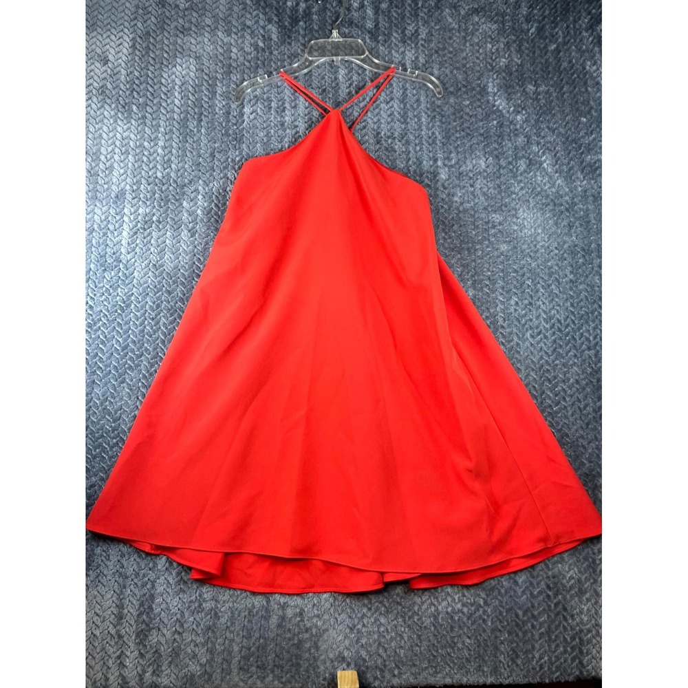 Milly Mini Dress Womens 0 Red Sleeveless Halter Neck Cascade Back Party USA Made